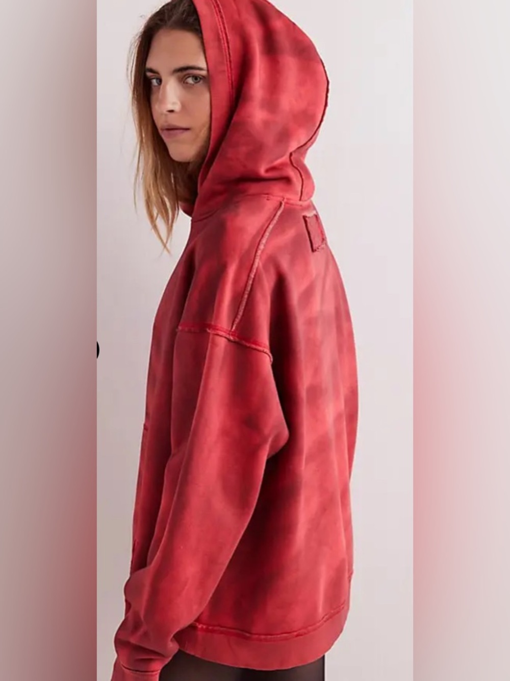 Free People Work it Out Washed Red Hooded Sweatshirt